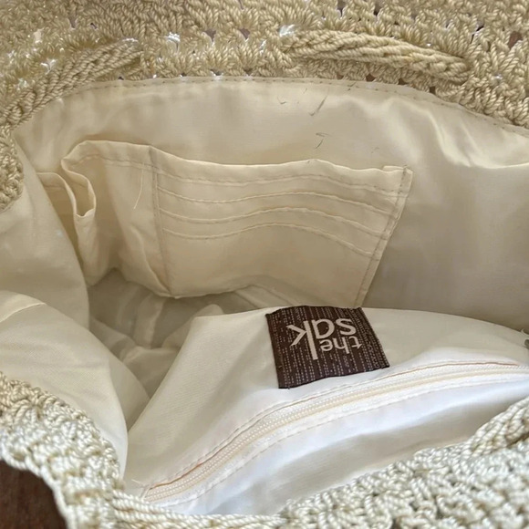 The Sak Neutral Cream Tan Crochet Shoulder Bag Purse - Picture 5 of 10